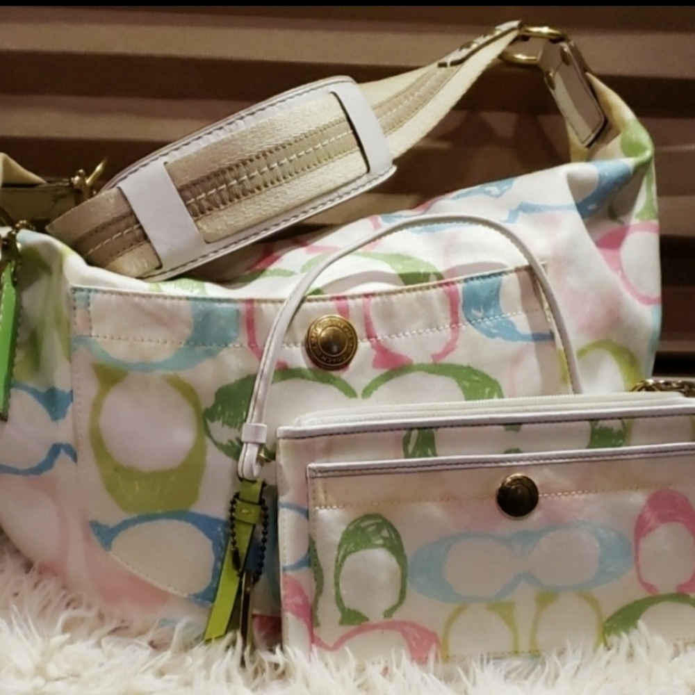 COACH Signature Canvas Hobo Spring Colors